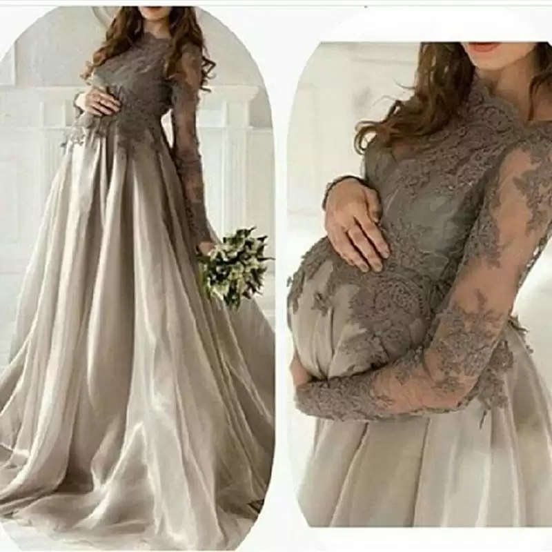 2016 Elegant Gray font b Formal b font font b Dress b font For Maternity Women