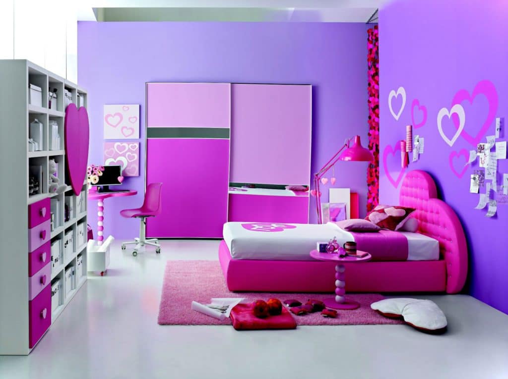 Spectacular Collections modern Bedroom Kids room with Modern Furniture Spain Habitat with white bedroom pillow and computer on the table beside white purple walk in closet