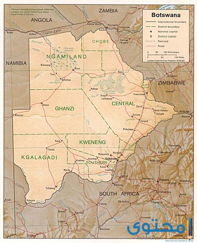 عدد وأسماء مقاطعات جمهورية بوتسوانا