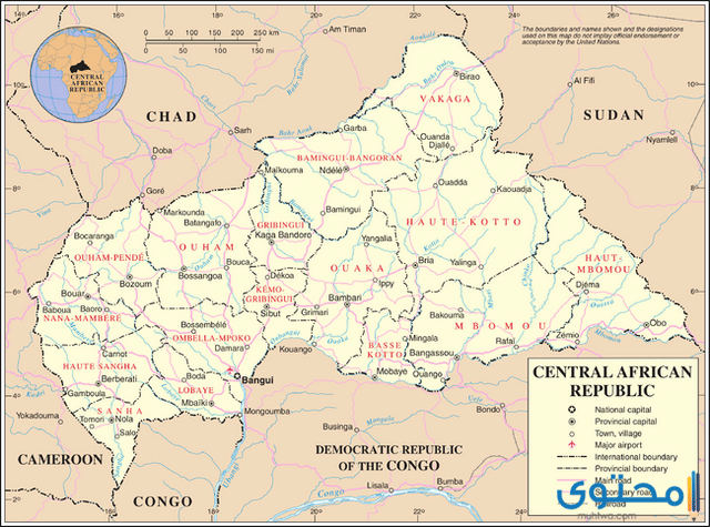عدد وأسماء محافظات جمهورية أفريقيا الوسطى