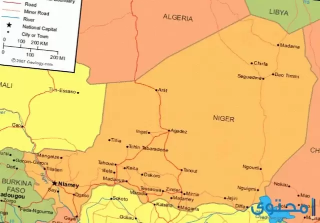عدد وأسماء مناطق جمهورية النيجر
