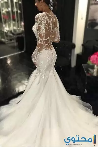 تصاميم لفساتين زفاف ذيل السمكة