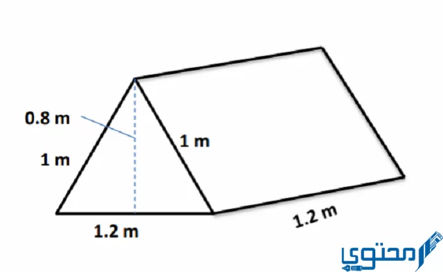 منشور ثلاثي ارتفاعه 8.5 وقاعدته مثلثة الشكل